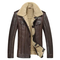 leather jacket men shearling coat mens sheepskin fur coat pilot outerwear fashion slim genuine leather outerwear tj15