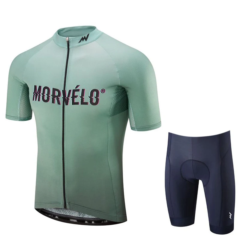 Pic color Morvelo одежда для велоспорта Мужской комплект костюм летняя велосипедная Одежда дышащая анти-УФ велосипедная одежда короткий рукав Велоспорт Джерси Наборы - Цвет: Pic color