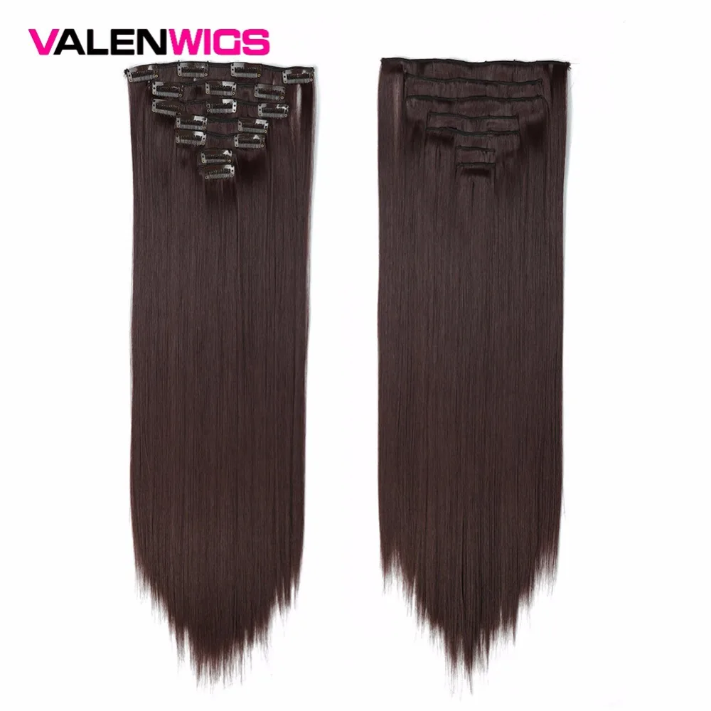 Valenwigs накладные синтетические волосы на заколках 22 дюйма длинные прямые чистый