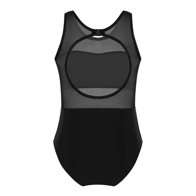 TiaoBug Девочки безрукавный комбинезон сетчатого сплетения с вырезом на спине для балета и гимнастики.