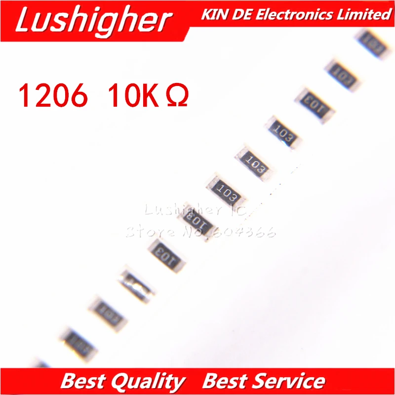 100 шт. 1206 SMD резистор 5% 10 к ом 103 0 ком|Резисторы| |