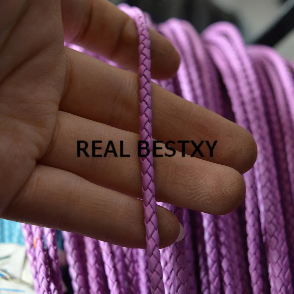 Настоящее BESTXY 5 м/лот 3 мм розовые круглые плетеные кожаные ремешки для