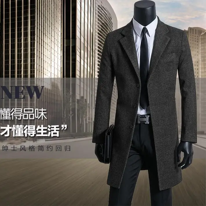 Мужская одежда casaco masculino размера плюс 9XL пальто мужское шерстяное однобортное с