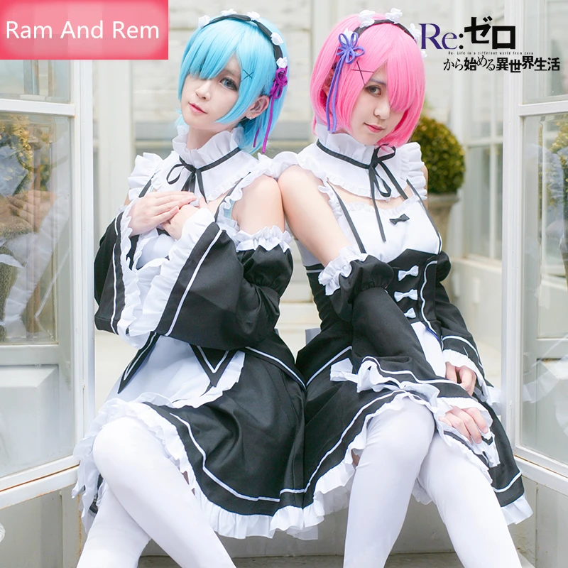 Re: жизнь в другом мире от zero Ram And Rem, костюм горничной для косплея, женские униформы горничной, костюмы, платья