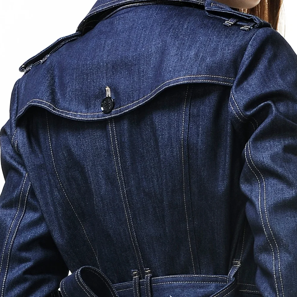 

URSMART New autumn and winter high-end brand Ms. Long waist denim coat denim coat