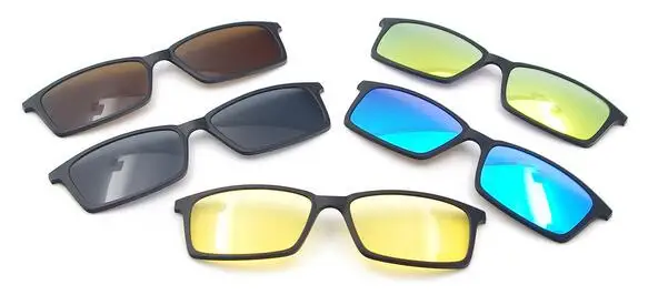 Магнитные солнцезащитные очки клип с красочными поляризованными линзами для