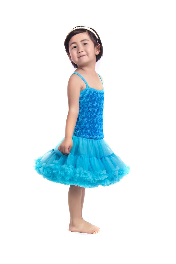 Baby Girls Rosette Dresses 2018 New Fashion Floral Princess Ball Gown Vestidos Summer Kids Toddler Blue Dress RDS007 | Детская одежда и