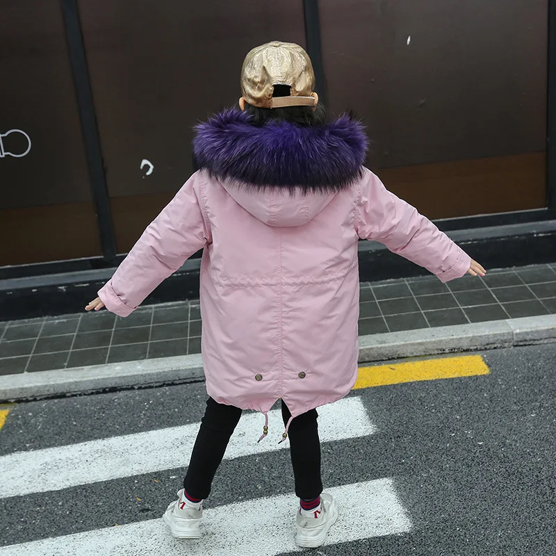 Carhartt/куртка детские зимние длинные пальто с капюшоном из натурального енота, парки модная повседневная верхняя одежда с подкладкой из натурального кроличьего меха для девочек
