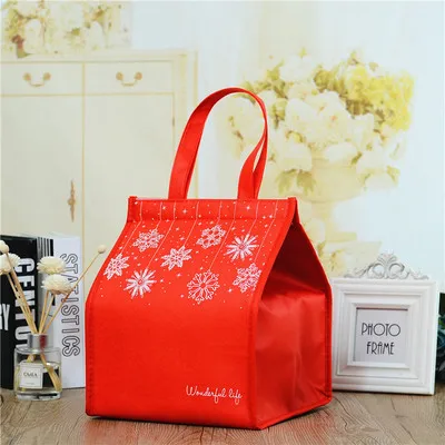 red small size Эко дружественный нетканый Охладитель Мешок торты пиццы теплый холодный держатель льда пакет еды вина Термочехол, холодильник сумка-переноска сумка для пикника - Цвет: red small size