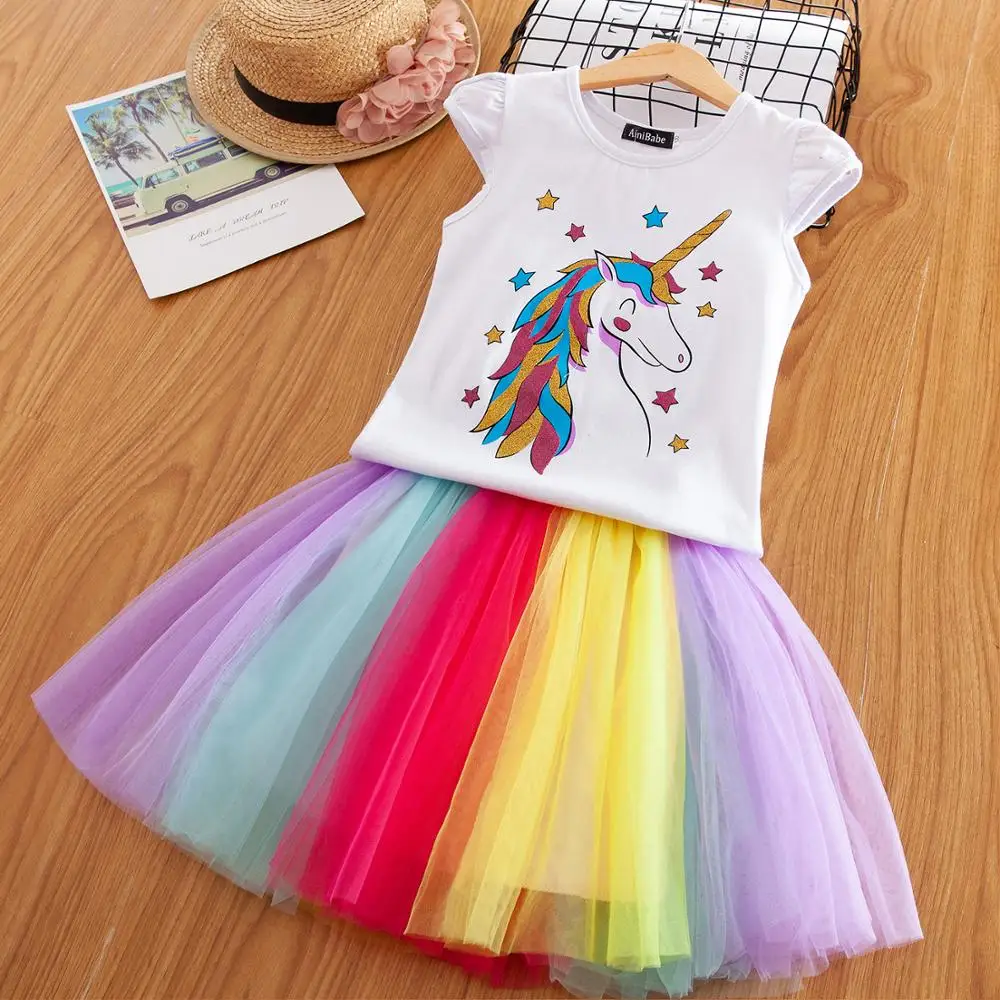 Girls Fancy New Design Unicorn Dress Girl Princess Rainbow Party Summer Kids Easter Costume Dress3-8Y | Детская одежда и обувь