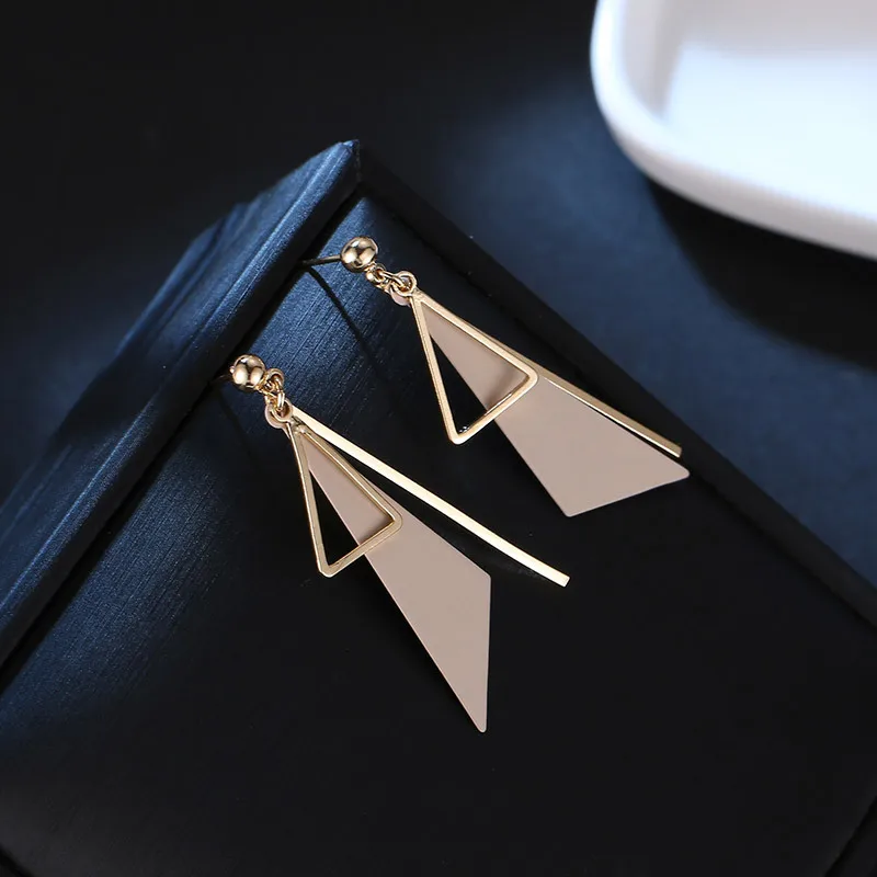 Женские серьги-подвески из серебра 2019 пробы с двойным треугольником | Украшения и