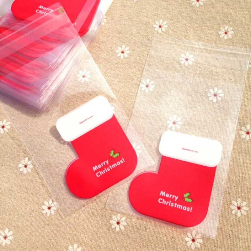 100 шт./лот рождественские мини чулки упаковка печенья пакеты носки обувь для