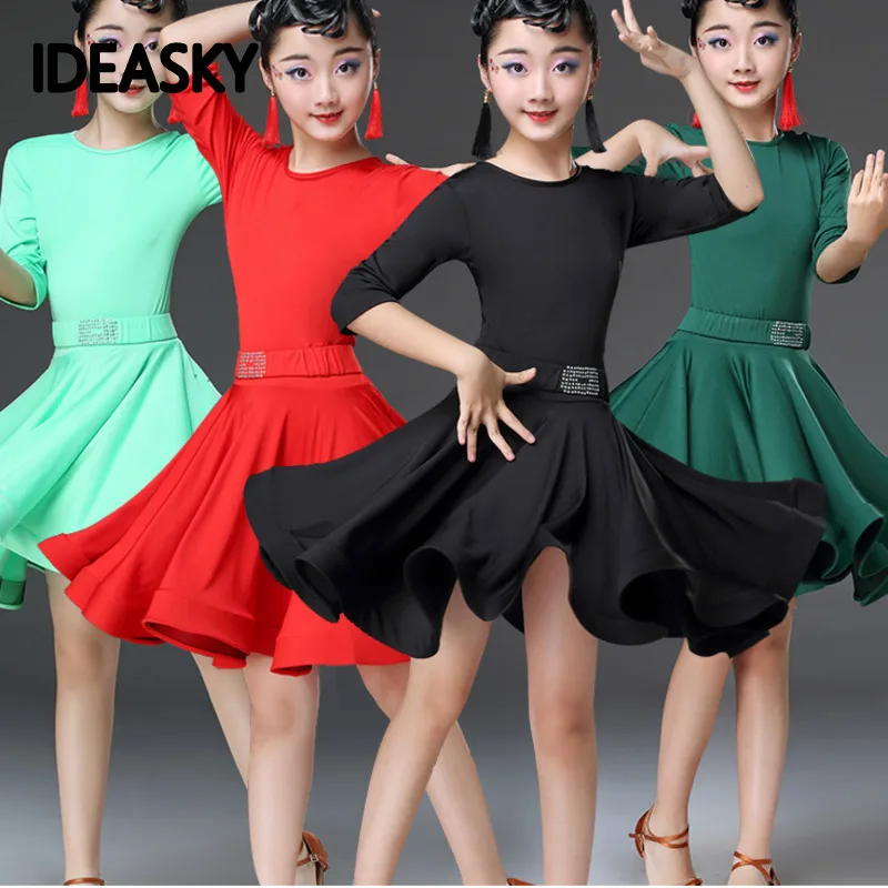 2019 платья для латинских танцев девочек бальные Румба Самба бархатные детские