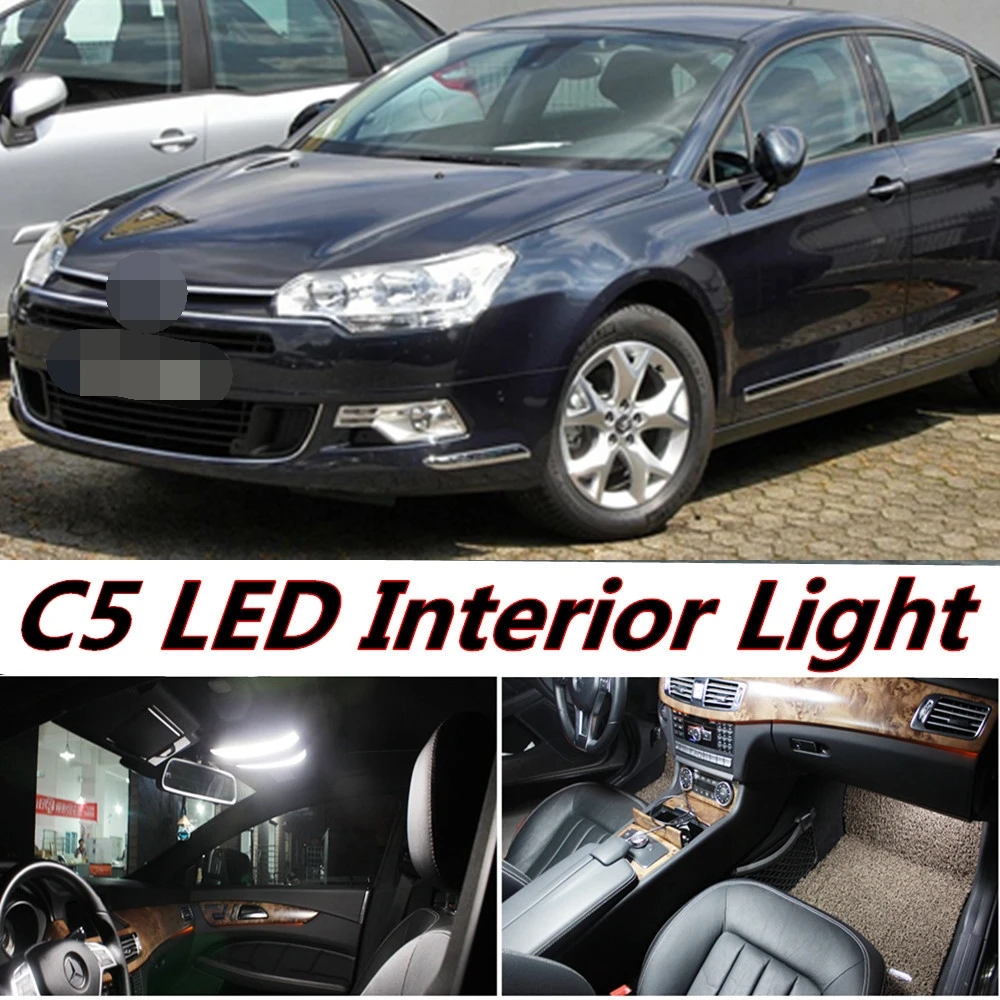 

Tcart 7pcs free shipping Error Free Car LED Interior Light Kit Auto Led Bulbs White Lamps For Citroen C5 accessories 2008- 2016