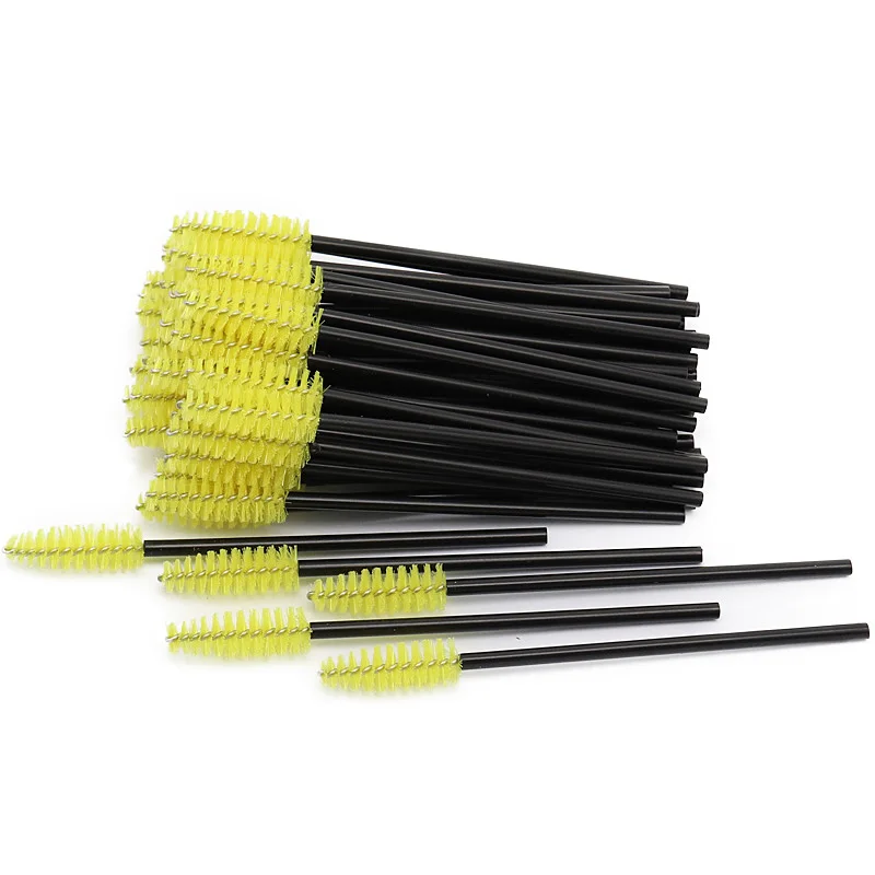 03 Yellow 50pcs 50 шт./упак. одноразовые микрометрические щетка для ресниц тушь для ресниц палочки ресницы расширения красочные Профессиональные кисти для макияжа, набор инструментов - Handle Color: 03 Yellow 50pcs