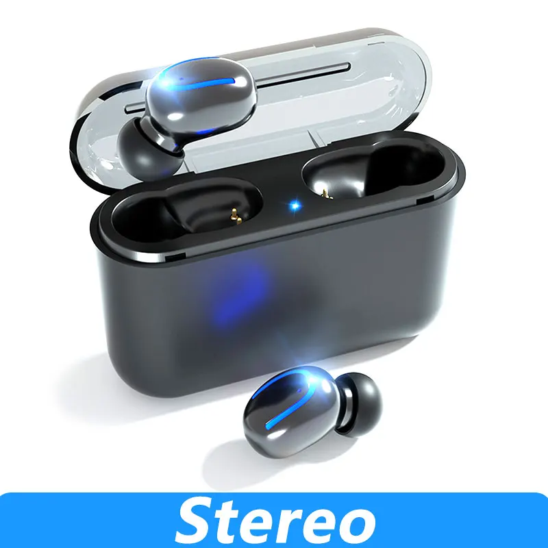 Q32 Stereo Black FONKEN Q32 TWS беспроводные наушники светодиодный внешний аккумулятор функция в ухо 5,0 Bluetooth наушники Handsfree телефон наушники с зарядным устройством - Цвет: Q32 Stereo Black