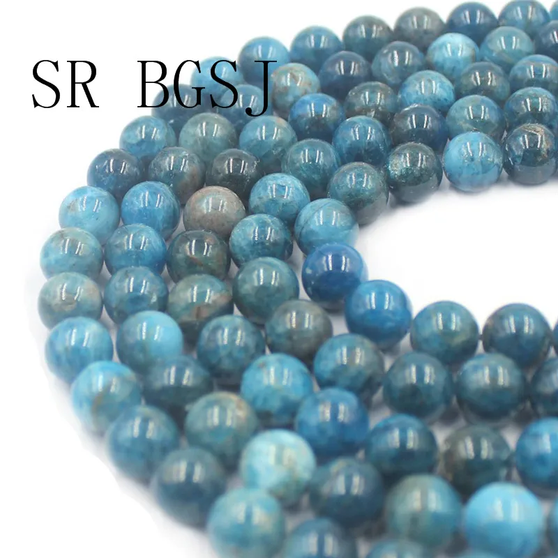 Free Shipping 6mm 8mm 10mm 12mmm Round Blue Apatite Loose Gems Stone Wholesale Beads Strand 15&quot|Бусины| |