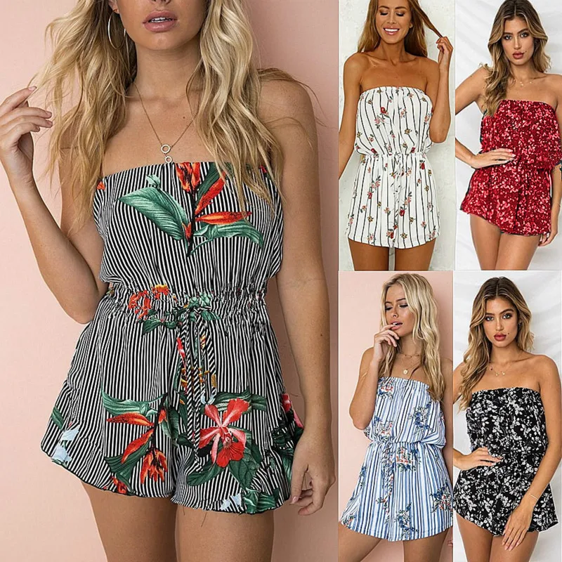 Femme комбинезон летние каникулы Boho Для женщин Playsuit Элегантный Модные комбинезоны s моно Mujer|Комбинезоны c