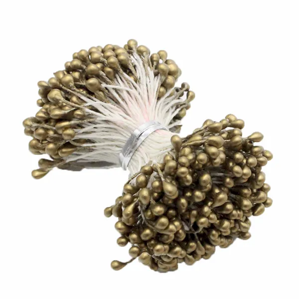 Gold 288 шт, 3 мм, разные цвета, жемчужный цветок, stamen pistil, украшение для торта, сделай сам, Двойные головки, C1101 - Цвет: Gold