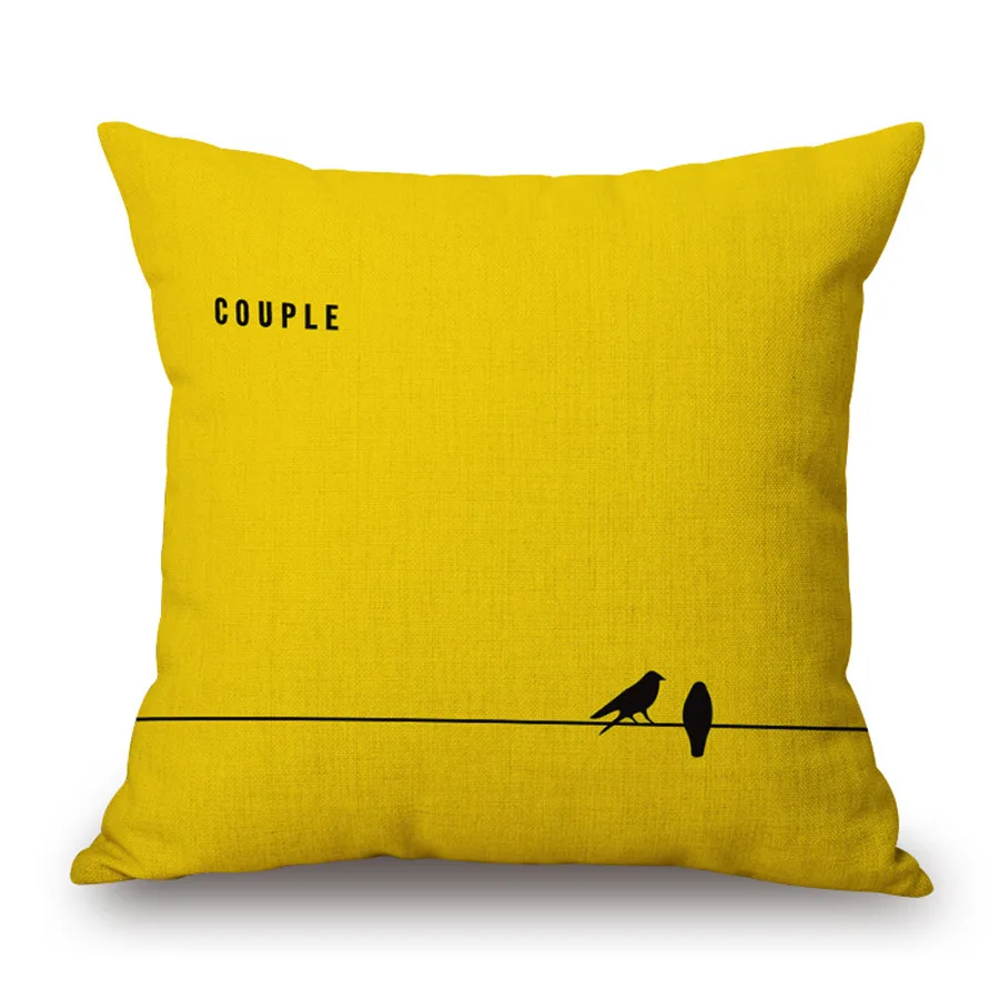 ZXZXOON желтая буква птица любовь Домашний текстиль Подушка Чехол для дивана дома capa