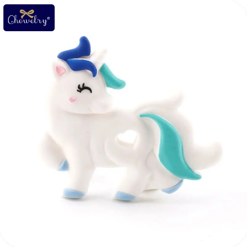 Turquoise Unicorn 1 шт. Единорог детский Силиконовый грызунок BPA бесплатно грызунок новорожденных Прорезывания Зубов Ожерелье, подвеска, аксессуар DIY соски, цепи игрушки - Цвет: Turquoise Unicorn