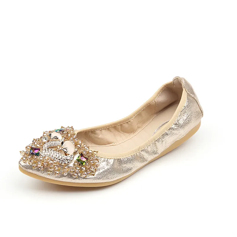 2018 Brand Women Pointed Toe Flats Loafers Fashion Ballet Flats Ladies Lolita Flat Shoes Black Silver Shoes For Women Size32-45