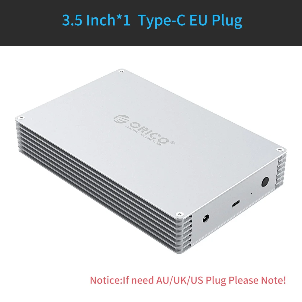DY351C3-EU ORICO HDD чехол type-C DIY полый 2,5/3,5 дюйма корпус для жесткого диска алюминиевый сплав с 12 В ЕС Блок питания Поддержка 20 ТБ Емкость - Цвет: DY351C3-EU