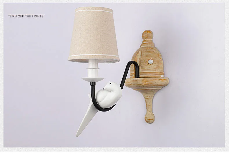 Скандинавский современный настенный светильник из смолы и ткани в форме птицы