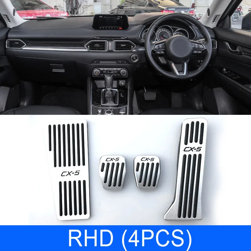 RHD 4pcs Vtear For Mazda CX5 CX-5 Accessories Car Accelerator Footrest brake pedal Aluminum auto pedal pads Interior Refit - Название цвета: RHD 4pcs