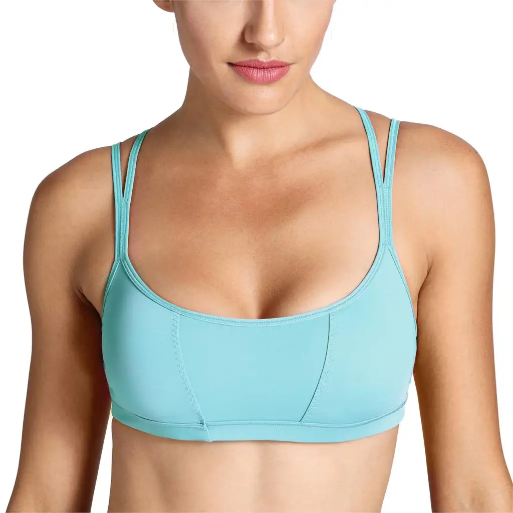Light Blue03 SYROKAN женский крутой вид крест-накрест ремешками Мягкий Йога спортивный бюстгальтер - Цвет: Light Blue03