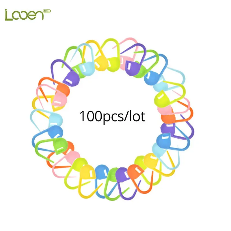 Бренд Looen, 100 шт./лот, высокое качество, смешанные цвета, мини подставка для вязания игл, зажим для рукоделия, вязание крючком, фиксирующий стежок, пластиковые маркеры, крюк