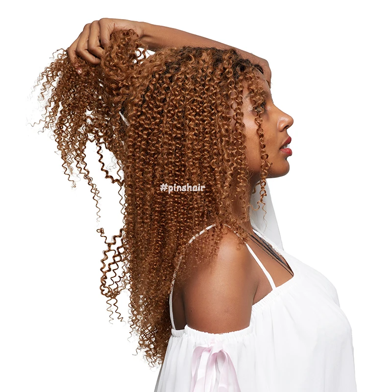 Pinshair Ombre блондинка афро странный вьющиеся волосы человека парики для Для женщин T1B/30 бразильский Синтетические волосы на кружеве парик non-реми застежка парик