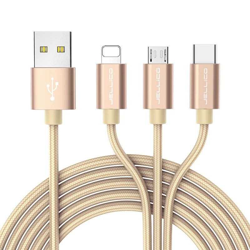 3.1A 3 в 1 Кабели для мобильных телефонов для iPhone XS Max XR X 8 7 USB кабель для мобильных телефонов Micro usb type C кабель для зарядного устройства - Цвет: Gold