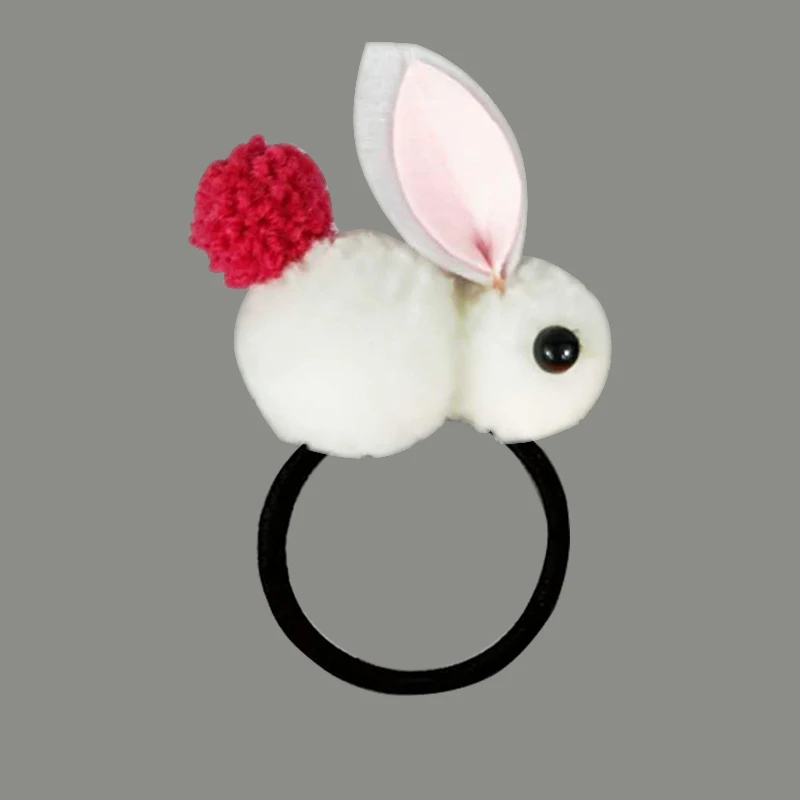 Hair Rope White Резинка для волос для детей, 1 шт., кролик, дети, девочки, регулируемый плюшевый кролик с ушами, заколка для волос, повязка на голову, изящные подарки, животное - Цвет: Hair Rope White