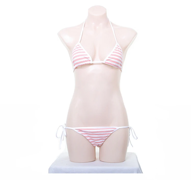 Bra and Panty Размеры короткая футболка с героями из японского аниме «Стиль Полосатое белье комплект с бюстгальтером из хлопка harajuku милые привлекательные чехлы с названием песни «Hatsune Miku бикини розового и голубого цвета, нижнее белье Косплэй - Цвет: Bra and Panty