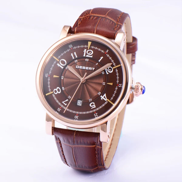 Мужские механические часы Debert кофейный циферблат нержавеющая сталь 43 мм 1831 |