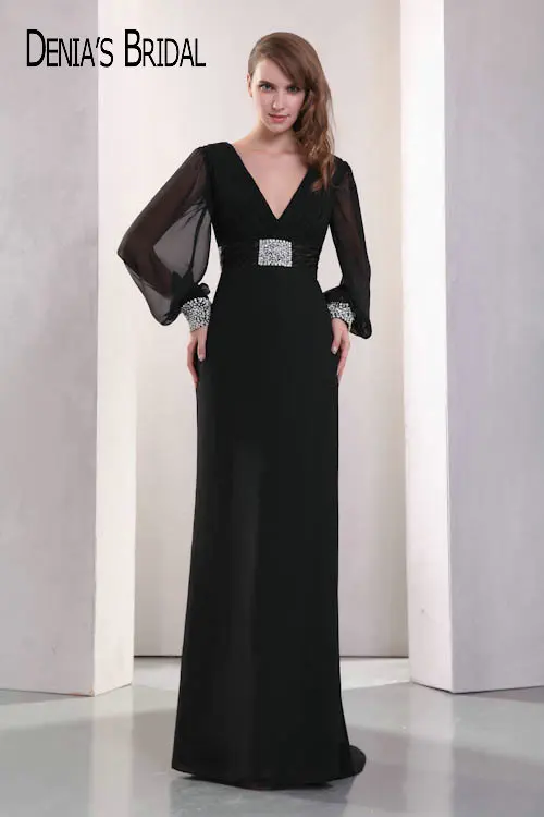 Реальные фотографии черные вечерние платья-футляры с v-образным вырезом и