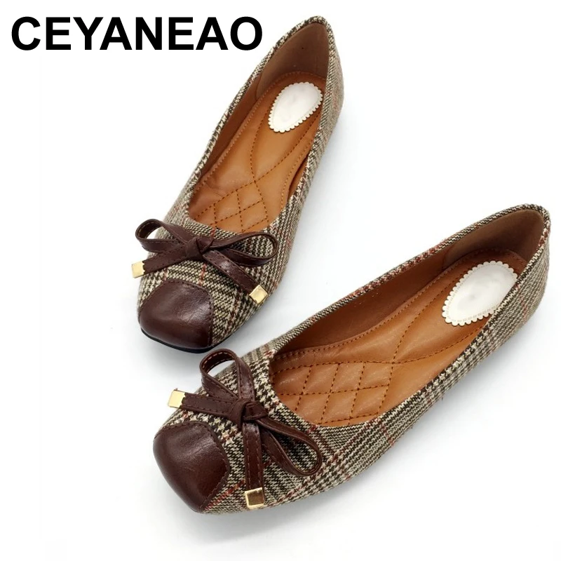

CEYANEAOWomen Ballet Flats Shoes Slip-On Spring Autumn Shallow Woman Single Shoes Ladies Females Work Footwear Zapatos MujerE803
