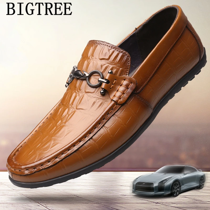 Genuine Leather Shoes Men Loafers Designer Crocodile Slip On Luxury Brand Casual Shoes+male Chaussure Homme Sapato | Обувь