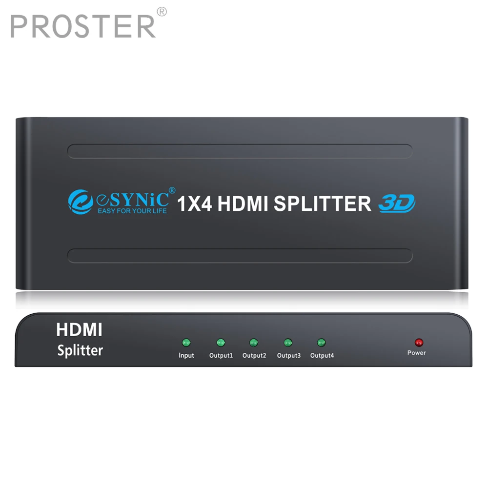 ESYNiC HDMI аудио сплиттер 1X4 1 в 4 выхода порта 1080P 3D 4KX2K Дубликатор Усилитель
