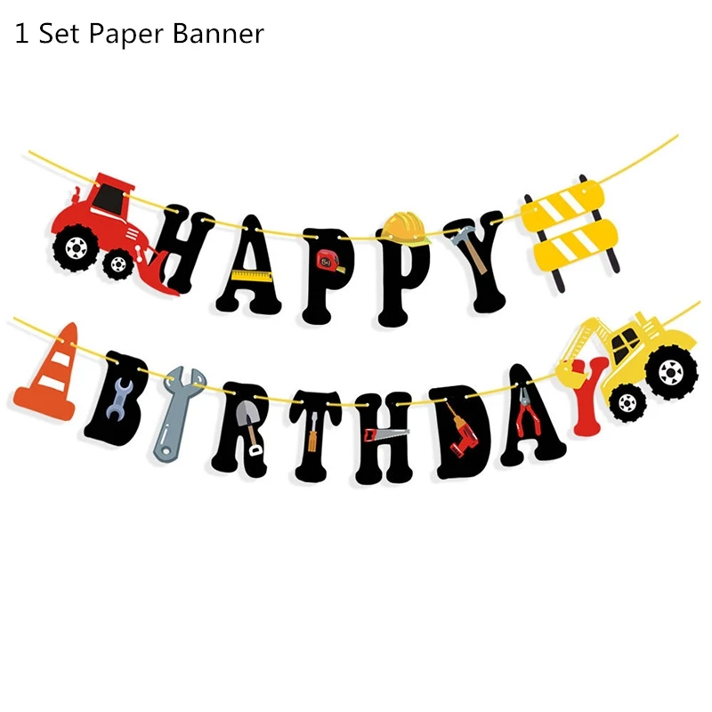 Birthday banner1 Строительный трактор тема экскаватор надувные шары грузовик автомобиль баннеры детский день рождения, день рождение мальчика вечерние принадлежности - Цвет: Birthday banner1
