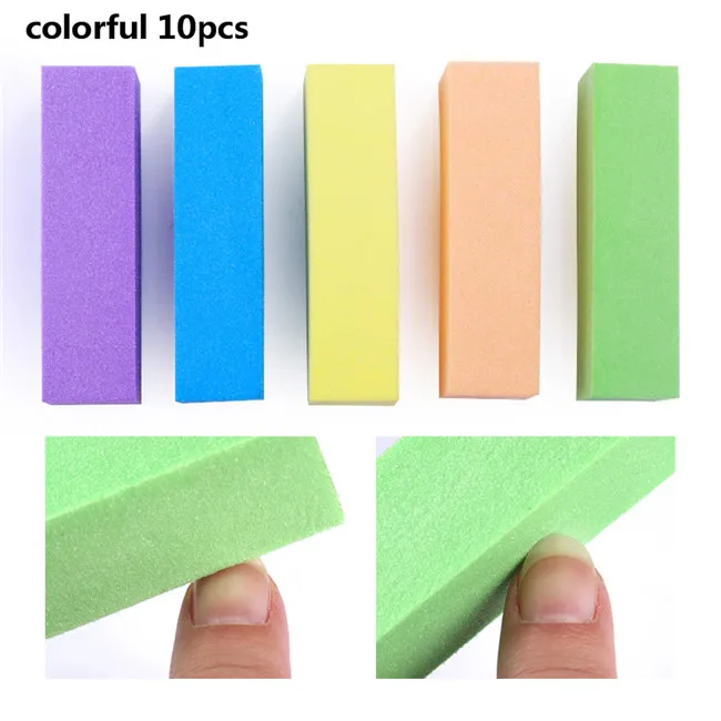 colorful 10 шт. розовый белый шлифовальный пилочка для ногтей розовый белый шлифовальный спонж для ногтей полировальные пилки для шлифовки полировка DIY Инструменты для дизайна ногтей - Цвет: colorful