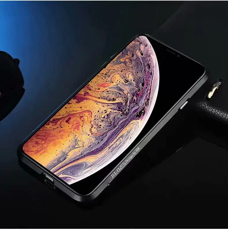 Высококачественный Роскошный Алюминиевый металлический бампер для iPhone XS Max X противоударный защитный чехол с металлической кнопкой - Цвет: Black