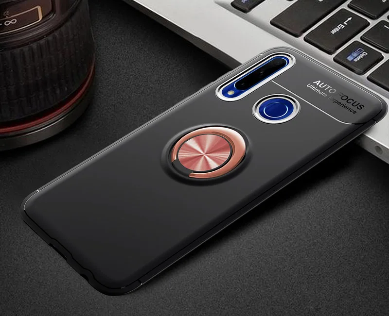 black and rose ring 360 чехол с кольцом для huawei Honor 10i Honor 10 Lite 10i чехол с вращающимся металлическим магнитным силиконовым магнитным держателем из ТПУ - Цвет: black and rose ring