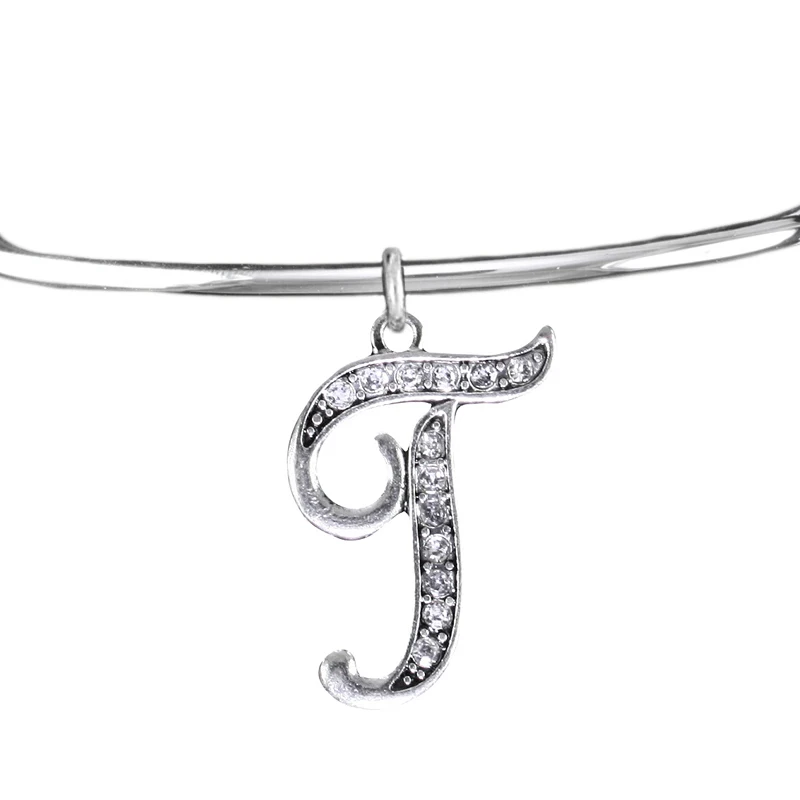 Двойной нос инкрустированные металлические буквы т браслеты английские слова