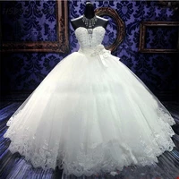 cheap wedding dresses with ball gown luxury crystals sweep train beaded white ivory lace up back bridal