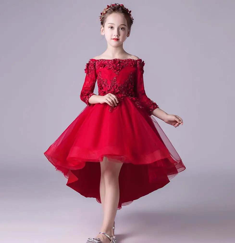 Glizt Red Tulle Strapless Flower Girl Dress for Wedding Party Pageant Princess Floral Baby Baptism Gown First Communion Dresses | Детская