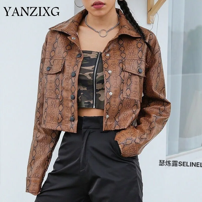 Женская летняя коллекция 2019 года сексуальная кожаная куртка бомбер с принтом