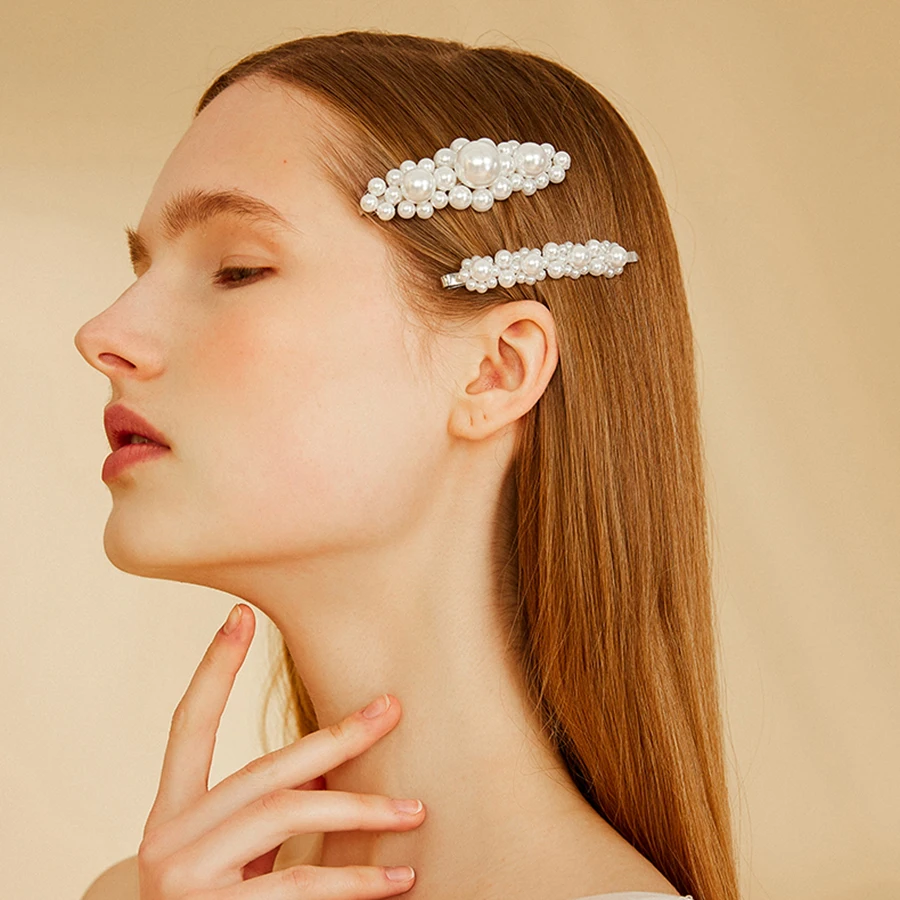 Женские элегантные Геометрические шпильки для волос с жемчугом в Корейском