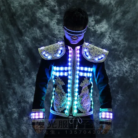 LZ12 светодиодные мужские костюмы, костюм робота для бальных танцев, красосветильник сценическая одежда, модель, одежда для певицы, dj-бара, танцор, светящиеся шоу, ktv